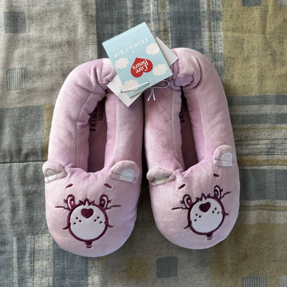 Care Bear Lilac Purple Comfy London Cheer Plush Shoes Slippers Sz L